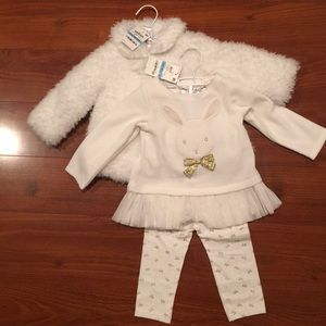 First Impressions 6-9mo Baby Girl Bunny 3pc Set